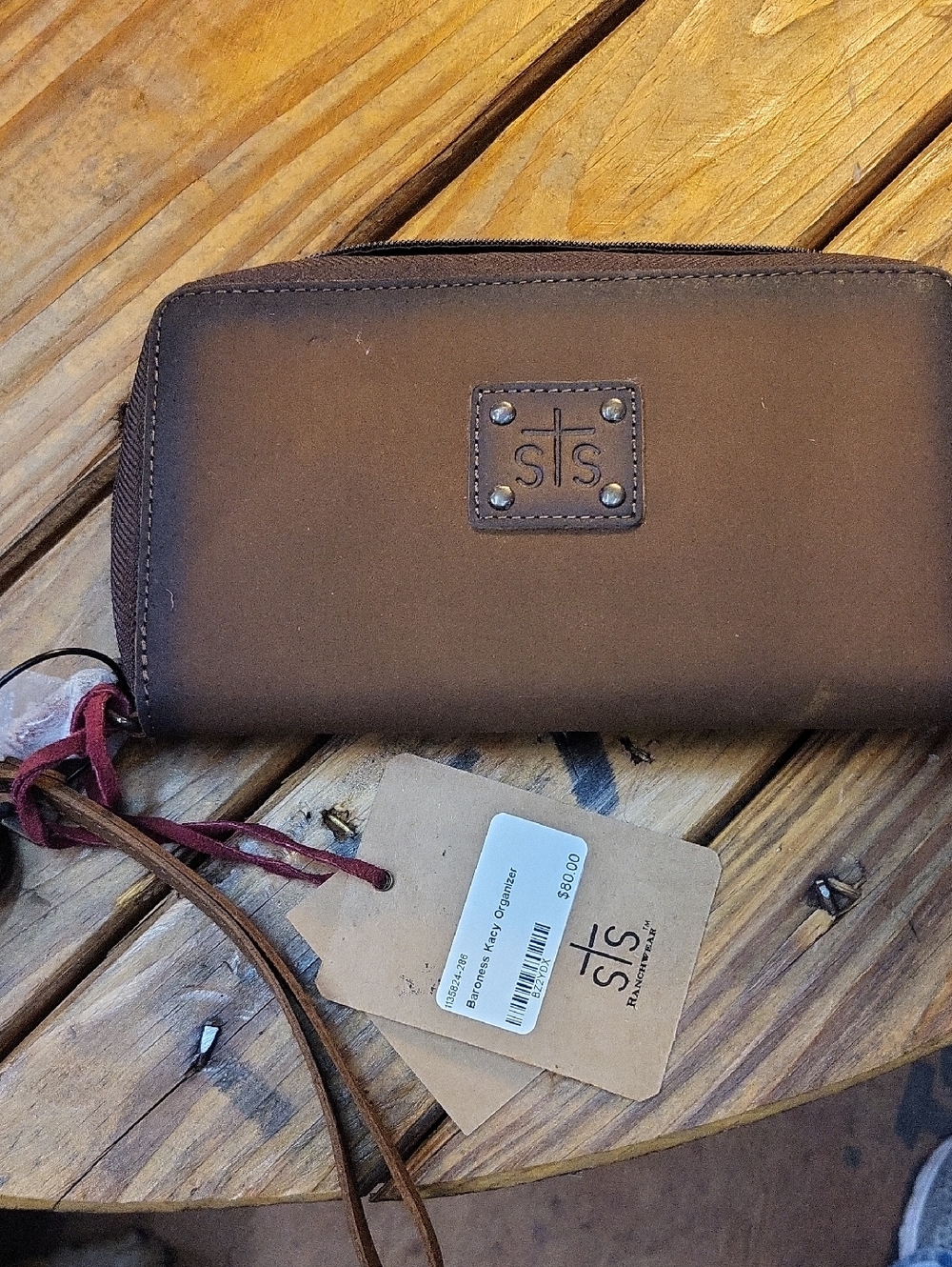 STS Ranchwear Chocolate Brown Zip-Around Wristlet Clutch